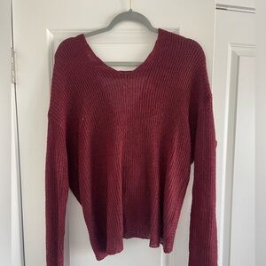 Burgundy cross back Sweater